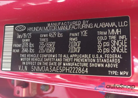 2023 Hyundai Tucson Se z USA, uszkodzony, nr VIN 5NMJA3AE5PH222864